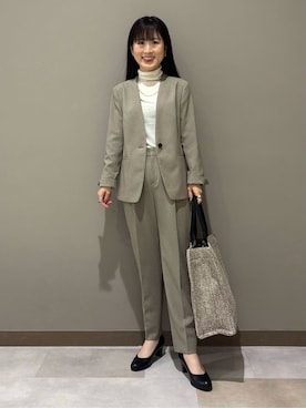 「アイテム（スーツジャケット、ブラウン系）」を使った、KEIKOさん（レディース・152cm）の秋コーディネート