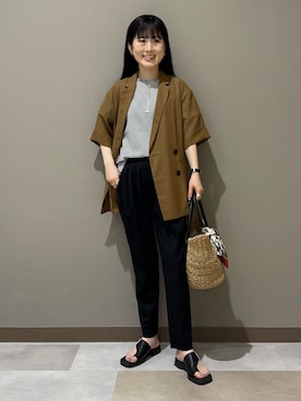 「アイテム（テーラードジャケット、イエロー系）」を使った、KEIKOさん（レディース・152cm）の夏コーディネート