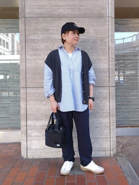 「Lee（リー）のアイテム（バッグ）」を使った、ヒロコジさん（レディース・157cm）の春コーディネート