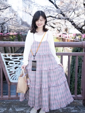 「いまどきジャケット写真」｜「アイテム（ワンピース/ドレス）」を使った、macyさん（レディース・158cm）の春コーディネート