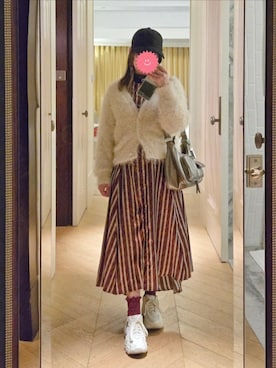 「GU（ジーユー）のアイテム（キャップ）」を使った、ｙｋｔｓさん（レディース・153cm）の冬コーディネート