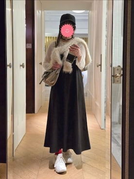 「GU（ジーユー）のアイテム（キャップ）」を使った、ｙｋｔｓさん（レディース・153cm）の冬コーディネート