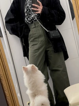 「SLY（スライ）のアイテム（パンツ、グリーン系）」を使った、Hitomi🇹🇼さん（レディース・156cm）の春コーディネート
