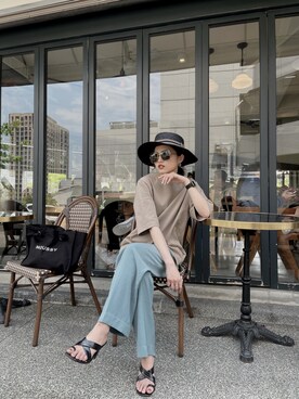 「plain-me（プレインミー）のアイテム（パンツ）」を使った、Hitomi🇹🇼さん（レディース・156cm）の春コーディネート