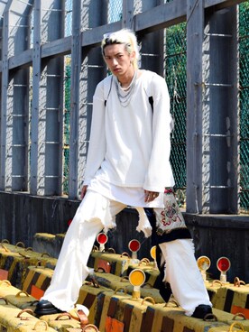 「VINTAGE（ヴィンテージ）のアイテム（ストール/ショール、その他）」を使った、GigaLiuさん（メンズ・173cm）の夏コーディネート