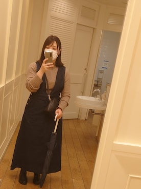 「Bou Jeloud（ブージュルード）のアイテム（ジャンパースカート）」を使った、しらいしさん（レディース・153cm）の秋コーディネート