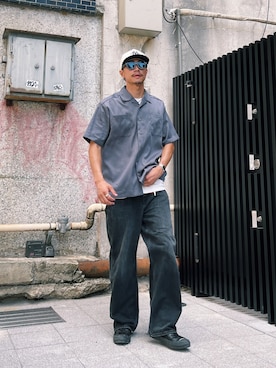 「FCTY.（エフシーティーワイ）のアイテム（トップス）」を使った、ゆーきさん（メンズ・181cm）の夏コーディネート