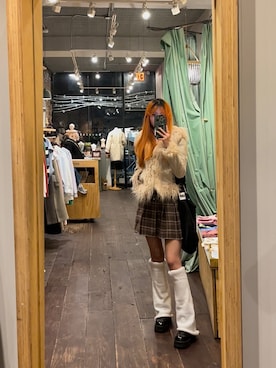 「UNIF（ユニフ）のアイテム（ブーツ）」を使った、emimilylyさん（レディース・168cm）の冬コーディネート