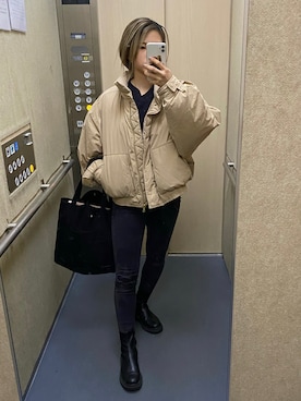 「SLY（スライ）のアイテム（ブルゾン）」を使った、ebiさん（レディース・157cm）の冬コーディネート