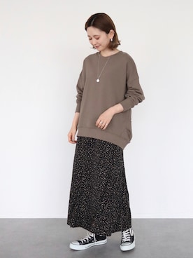 「AMERICAN HOLIC（アメリカンホリック）の【MORE 12月号掲載】マーメードラインフレアスカート2」を使った、kana¨̮*さん（レディース・161cm）の秋コーディネート