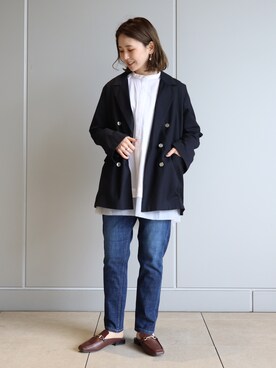 「ビットローファー」｜「アイテム（ブルゾン）」を使った、kana¨̮*さん（レディース・161cm）の春コーディネート
