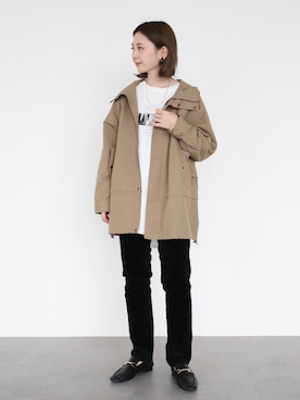 「ビットローファー」｜「アイテム（マウンテンパーカー）」を使った、kana¨̮*さん（レディース・161cm）の秋コーディネート