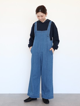 「フーディー」｜「アイテム（サロペット/オーバーオール）」を使った、kana¨̮*さん（レディース・161cm）の冬コーディネート