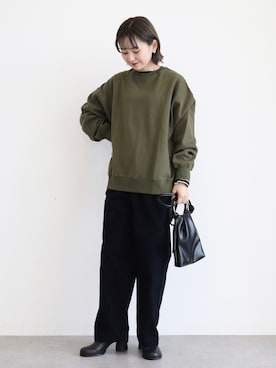 「koe（コエ）のヴィンテージライクジェンダーレス裏起毛トレーナー（スウェット）」を使った、kana¨̮*さん（レディース・161cm）の冬コーディネート