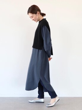 「セットアイテム」｜「アイテム（シャツワンピース）」を使った、kana¨̮*さん（レディース・161cm）の冬コーディネート