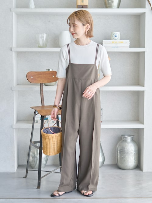 WEB限定】サイドラインバックリボンサロペット（サロペット