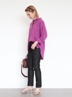 「テーパードデニム」｜kana¨̮*さん（レディース・161cm）の秋コーディネート