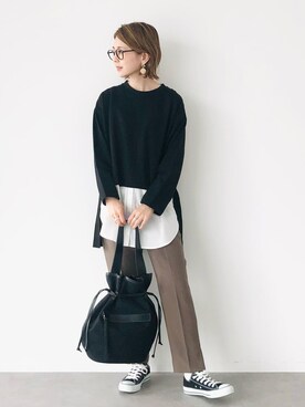 「レイヤード風」｜「アイテム（その他）」を使った、kana¨̮*さん（レディース・161cm）の秋コーディネート