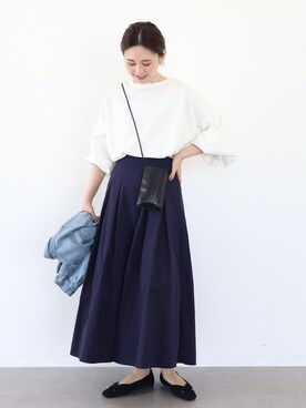 「袖ボリューム」｜「アイテム（デニムジャケット）」を使った、kana¨̮*さん（レディース・161cm）の冬コーディネート
