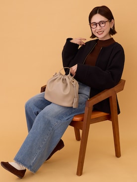 「アイテム（その他アウター、ブラック系）」を使った、kana¨̮*さん（レディース・160cm）の冬コーディネート