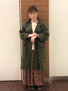 「coen（コーエン）のアイテム（モッズコート）」を使った、coen むなかたさん（レディース・150cm）の秋コーディネート