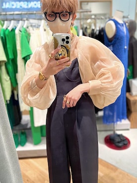 「ADAM ET ROPE'（アダムエロペ）のアイテム（オールインワン・サロペット）」を使った、maikoさん（レディース・161cm）の夏コーディネート