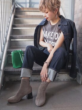 「HYKE」｜「アイテム（デニムジャケット）」を使った、maikoさん（レディース・161cm）の秋コーディネート