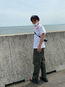 「STUDIOUS（ステュディオス）のアイテム（サンダル）」を使った、Rickyさん（メンズ・165cm）の夏コーディネート