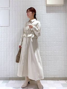 「Andemiu」｜「アイテム（シャツワンピース）」を使った、andemiu_mayaさん（レディース・165cm）の秋コーディネート