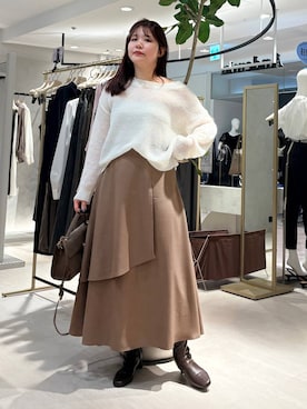 「Andemiu（アンデミュウ）のストレッチショートブーツ/1063783（ブーツ、ブラック系）」を使った、andemiu_mayaさん（レディース・165cm）の秋コーディネート