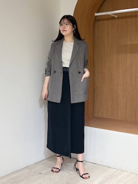 「Andemiu（アンデミュウ）のハイショクベルトIラインスカート653140（スカート、グレー系）」を使った、andemiu_mayaさん（レディース・165cm）の春コーディネート