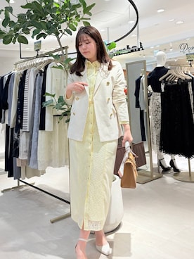 「Andemiu（アンデミュウ）の【S/Mサイズ展開】キンボタンジャケット636597（テーラードジャケット、ホワイト系）」を使った、andemiu_mayaさん（レディース・165cm）の春コーディネート