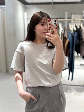 「Andemiu（アンデミュウ）のボールスライドY字ネックレス659159（ネックレス、シルバー系）」を使った、andemiu_mayaさん（レディース・165cm）の春コーディネート