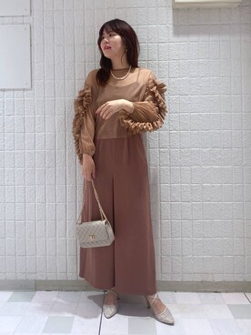 「Andemiu（アンデミュウ）のパールメタルアクセントネックレス139103（ネックレス）」を使った、andemiu_mayaさん（レディース・165cm）の夏コーディネート