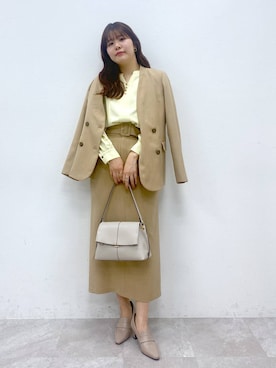 「Andemiu」｜「アイテム（ノーカラージャケット）」を使った、andemiu_mayaさん（レディース・165cm）の冬コーディネート