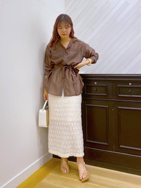 「Andemiu（アンデミュウ）のザツザイハイショクBAG995247（かごバッグ）」を使った、andemiu_mayaさん（レディース・165cm）の春コーディネート