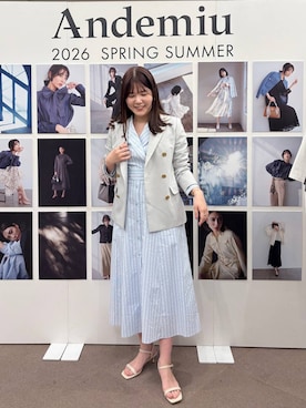「Andemiu（アンデミュウ）の【S/Mサイズ展開】キンボタンジャケット636597（テーラードジャケット、グレー系）」を使った、andemiu_mayaさん（レディース・165cm）の春コーディネート