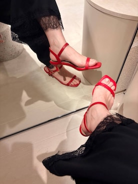 「Andemiu（アンデミュウ）のセパレートヒールサンダル664225（サンダル、レッド系）」を使った、andemiu_mayaさん（レディース・165cm）の春コーディネート
