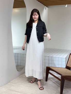 「Andemiu（アンデミュウ）のレースノースリーブワンピース656244（ワンピース、ホワイト系）」を使った、andemiu_mayaさん（レディース・165cm）の春コーディネート