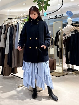 「アイテム（ピーコート、ブルー系）」を使った、andemiu_mayaさん（レディース・165cm）の秋コーディネート