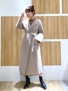 「Andemiu」｜「アイテム（ノーカラーコート）」を使った、andemiu_mayaさん（レディース・165cm）の秋コーディネート