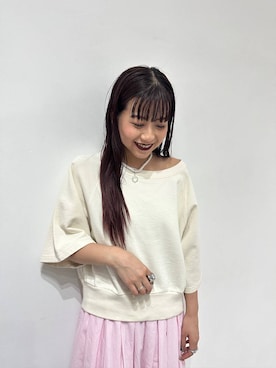 「JEANASIS（ジーナシス）のボリュームタックバルーンパンツ/663469（カーゴパンツ、ピンク系）」を使った、MIKUさん（レディース・158cm）の春コーディネート