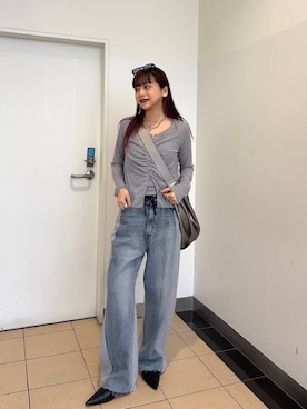 「JEANASIS（ジーナシス）のアイテム（パンツ）」を使った、MIKUさん（レディース・159cm）の春コーディネート