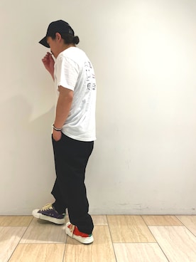 「MANASTASH（マナスタッシュ）のアイテム（キャップ）」を使った、伊藤さん（メンズ・165cm）の夏コーディネート
