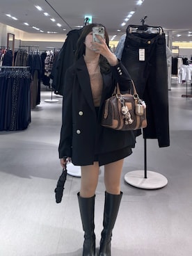 「アイテム（テーラードジャケット、ブルー系）」を使った、メナリさん（レディース・154cm）の秋コーディネート