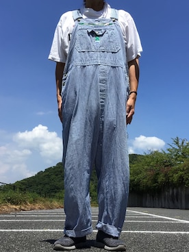 「アイテム（オールインワン・サロペット、グレー系）」を使った、ks111さん（メンズ・169cm）の夏コーディネート