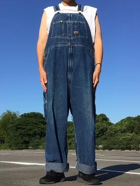 「アイテム（オールインワン・サロペット、ブルー系）」を使った、ks111さん（メンズ・169cm）の夏コーディネート