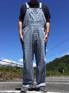 「Tシャツ」｜「アイテム（オールインワン・サロペット）」を使った、ks111さん（メンズ・169cm）の夏コーディネート
