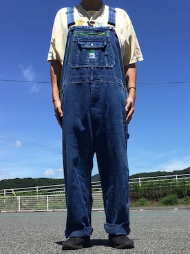 「LIBERTY LONDON（リバティ）のアイテム（サロペット/オーバーオール、ブルー系）」を使った、ks111さん（メンズ・169cm）の秋コーディネート