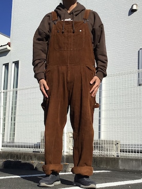 「アイテム（オールインワン・サロペット）」を使った、ks111さん（メンズ・169cm）の冬コーディネート